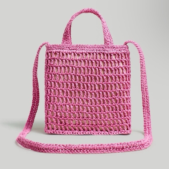 Madewell Handbags - The small transport crossbody: straw edition hot pink